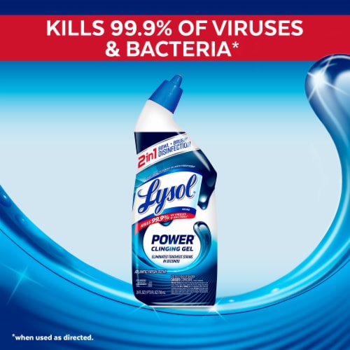 Lysol Power Toilet Bowl Cleaner, Gel Cleaner and Disinfectant, Atlantic Fresh Perspective: left