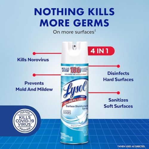 Lysol Disinfectant Spray Crisp Linen Perspective: left