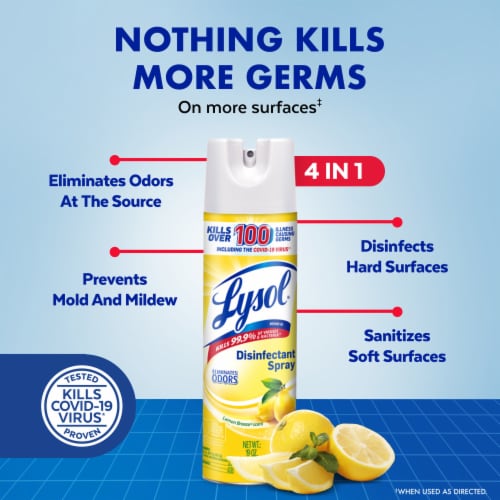 Lysol Lemon Breeze Scent Disinfectant Spray Perspective: left
