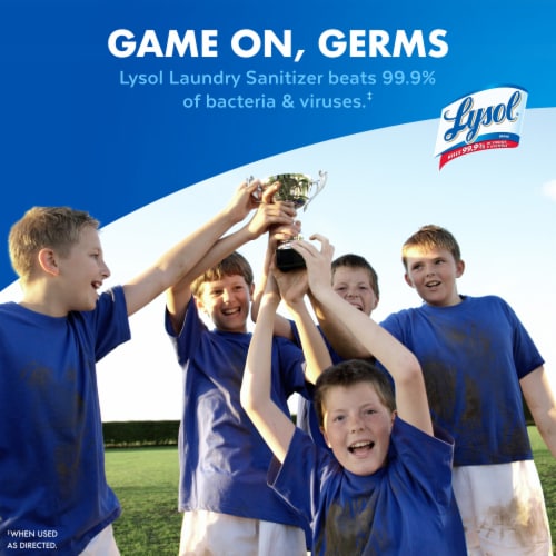 Lysol Laundry Sanitizer, Bacteria Causing Laundry Odor Eliminator 0% Bleach, Crisp Linen Perspective: left