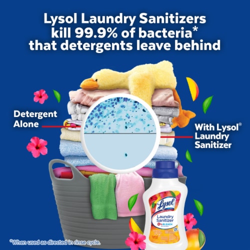 Lysol Brand New Day Laundry Sanitizer 0% Bleach Tropical Escape Perspective: left