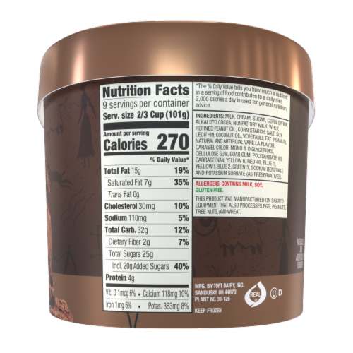 Toft's Caveman Chocolate Ice Cream Tub Perspective: left