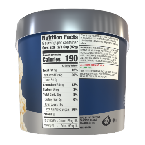 Toft's® Denali Vanilla Bean Ice Cream Tub Perspective: left