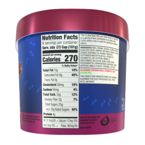 Toft's™ Chocolate Moose Tracks Ice Cream Tub Perspective: left