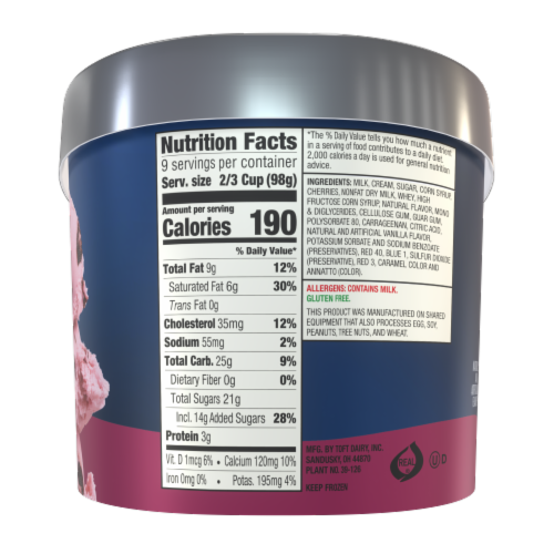 Toft's® Sweet Black Cherry Ice Cream Tub Perspective: left