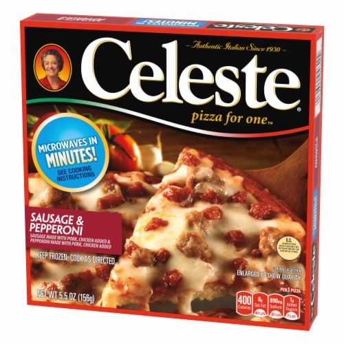 Celeste Sausage & Pepperoni Frozen Pizza for One Perspective: left
