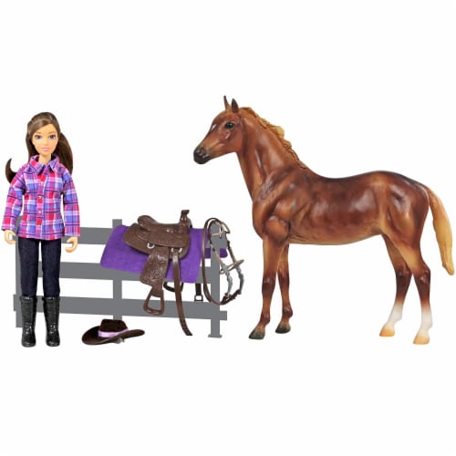Breyer Freedom Series Western Horse and Rider Doll Kids Toy Set and Accessories Perspective: left
