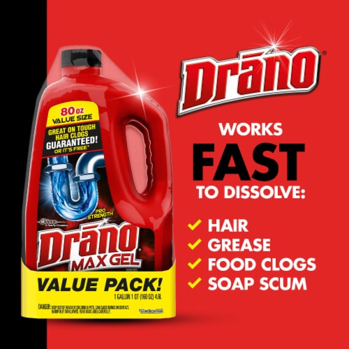 Drano Max Gel Clog Remover for Slow or Blocked Kitchen & Bathroom Drains Perspective: left