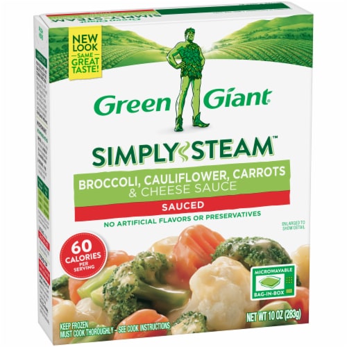 Green Giant Steamers Frozen Broccoli Cauliflower Carrots & Cheese Sauce Perspective: left