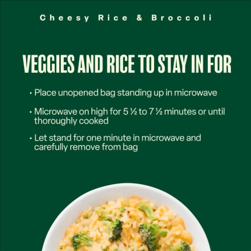Green Giant Simply Steam Lightly Sauced Cheesy Rice & Broccoli Perspective: left