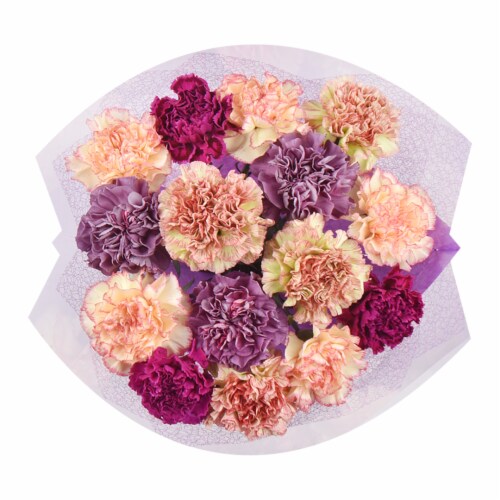 Rainbow Carnations Bouquet Perspective: left