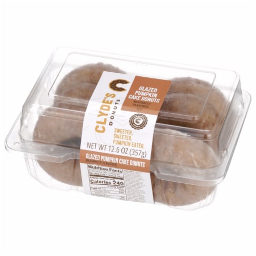 Clyde's Donuts® Glazed Pumpkin Cake Donuts Perspective: left