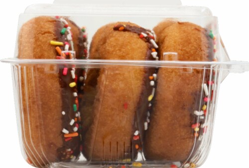 Clyde’s® Donuts Rainbow Chocolate Iced Cake Donuts Perspective: left