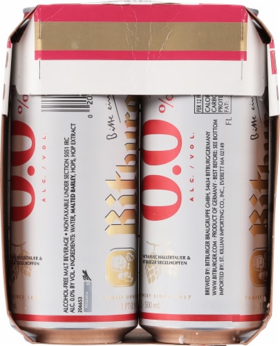 Bitburger® Non-Alcoholic Beer Cans Perspective: left