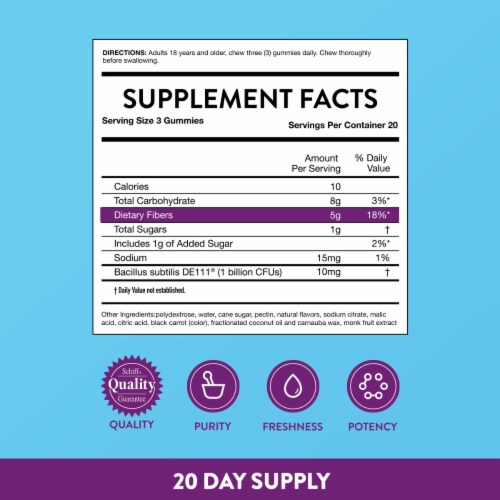Digestive Advantage® Daily Probiotics With Fiber Gummies Perspective: left