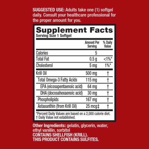 MegaRed Omega-3 Krill Oil Extra Strength Softgels Perspective: left