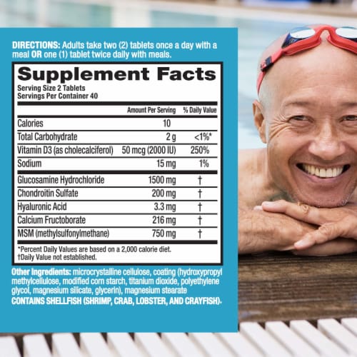 Move Free Joint Health Advanced Plus MSM & Vitamin D3 Tablets Perspective: left