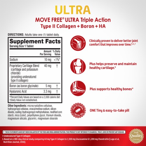Move Free Ultra Triple Action Joint Cartilage & Bone Supplement Coated Tablets Perspective: left
