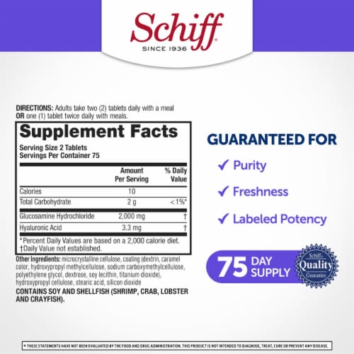 Schiff Glucosamine Joint Health Coated Tablets 2000mg Perspective: left