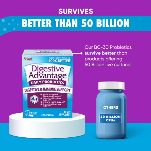 Digestive Advantage® Daily Probiotic and Immune Support Capsules Perspective: left