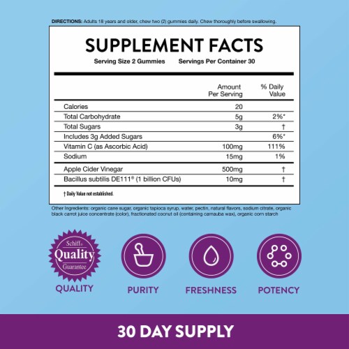 Digestive Advantage Daily Probiotics With Apple Cider Vinegar Gummies Perspective: left