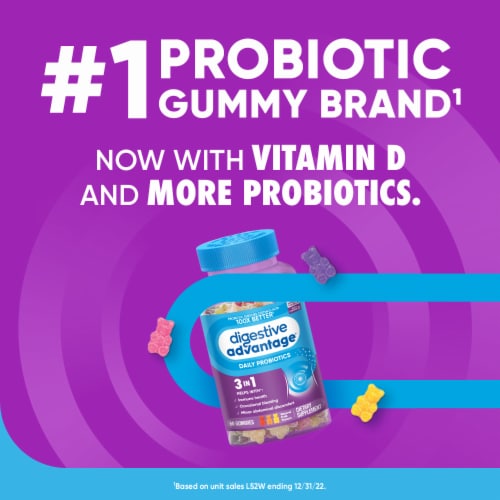 Digestive Advantage Daily Probiotic Digestive Gummies Perspective: left