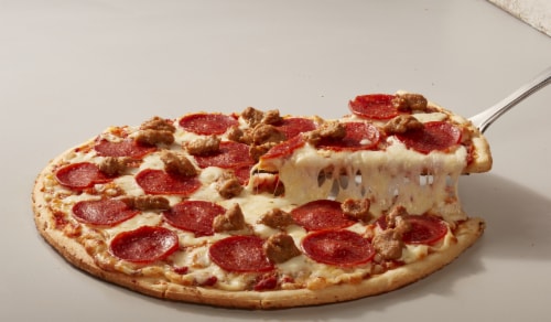 Newman's Own Italian Sausage & Uncured Pepperoni Thin & Crispy Frozen Pizza Perspective: left