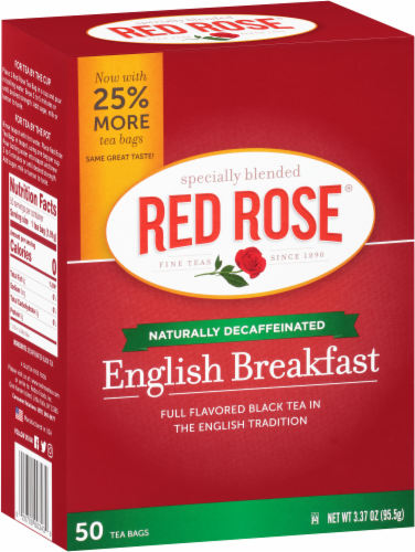 Red Rose Decaffeinated English Breakfast Tea Perspective: left