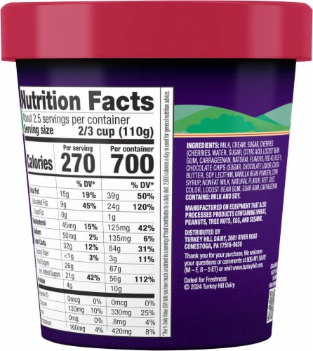 Turkey Hill® Late Night™ Cherry Chocolate Chunk Ice Cream Pint Perspective: left