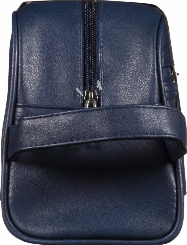 IZOD Athletics Blue Leather Dopp Bag Travel Set Perspective: left