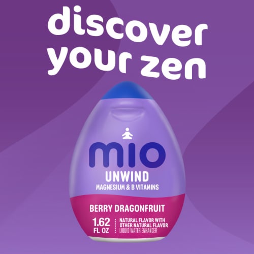 mio Unwind Berry Dragonfruit Liquid Water Enhancer with Magnesium & B Vitamins, Bottle Perspective: left