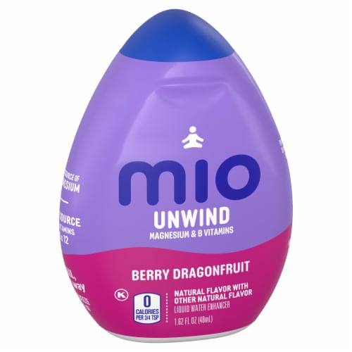 mio Unwind Berry Dragonfruit Liquid Water Enhancer with Magnesium & B Vitamins, Bottle Perspective: left