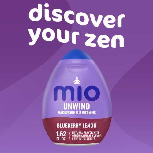 mio Unwind Blueberry Lemon Liquid Water Enhancer with Magnesium & B Vitamins, Bottle Perspective: left