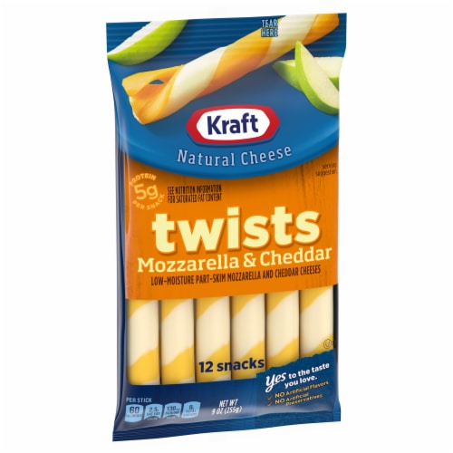 Kraft Twists String Cheese Mozzarella & Cheddar Cheese Snacks Perspective: left