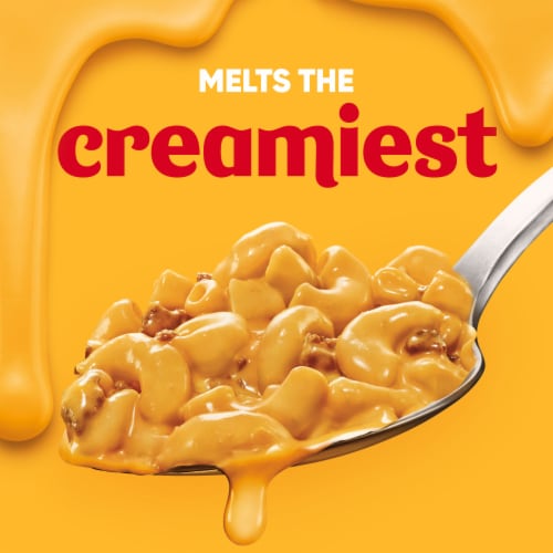 Velveeta Cheesy Ultimate Cheeseburger Mac with Savory Cheese Sauce Microwavable Meal Perspective: left