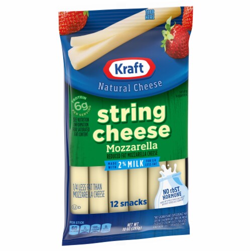 Kraft String Cheese Mozzarella Cheese Snacks with 2% Milk Perspective: left