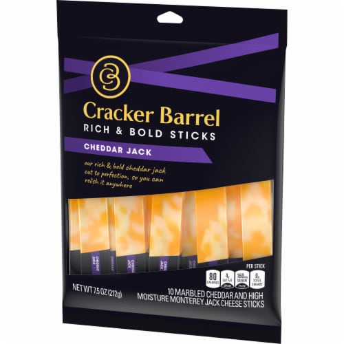 Cracker Barrel Rich & Bold Cheddar Jack Marbled Cheese Snacks Perspective: left
