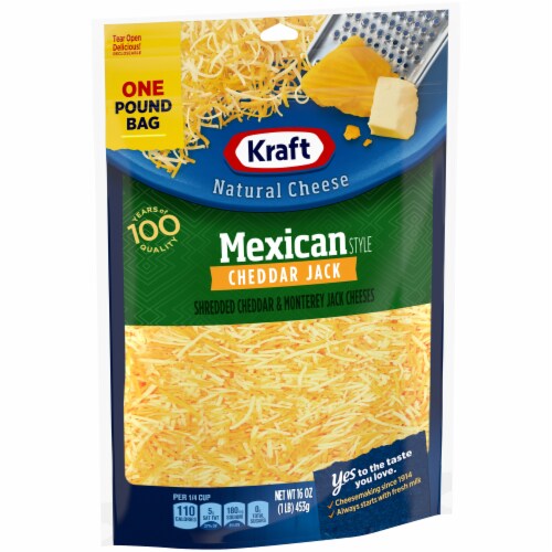 Kraft Mexican Style Cheddar Jack Shredded Cheese, 16 oz Bag Perspective: left