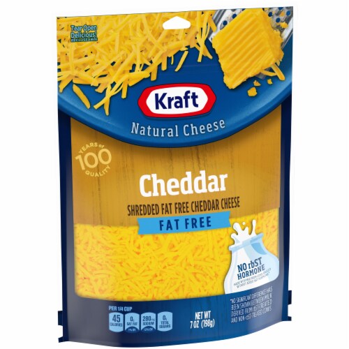 Kraft Fat Free Cheddar Shredded Cheese Perspective: left