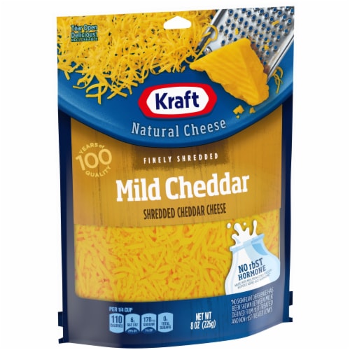 Kraft Mild Cheddar Finely Shredded Cheese Perspective: left