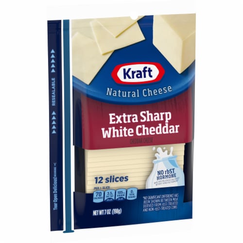 Kraft Extra Sharp White Cheddar Cheese Slices Perspective: left