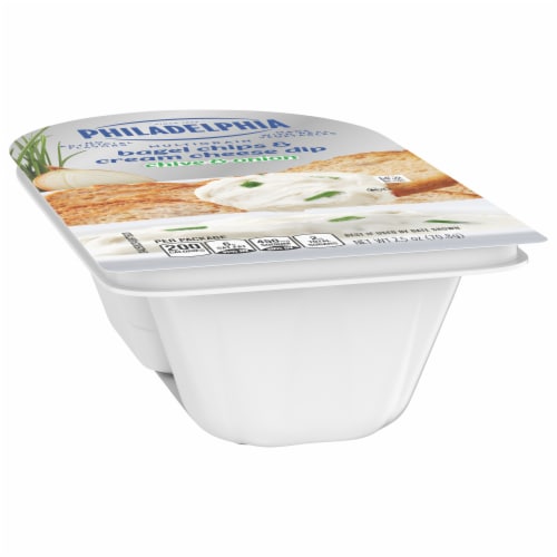 Philadelphia Multigrain Bagel Chips & Chive & Onion Cream Cheese Dip, Tray Perspective: left