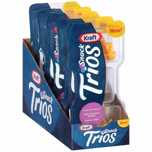 Kraft Snack Trios Colby Jack Dark Chocolate Chunks & Banana Chips Perspective: left
