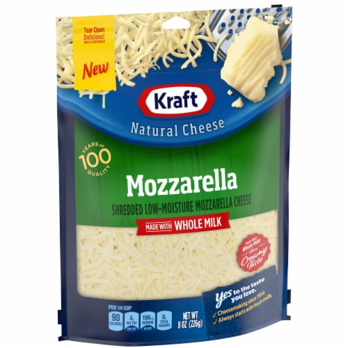 Kraft Mozzarella Shredded Cheese with Whole Milk Perspective: left