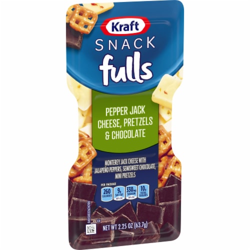 Kraft Trios Snackfulls Pepper Jack Pretzels and Chocolate Perspective: left