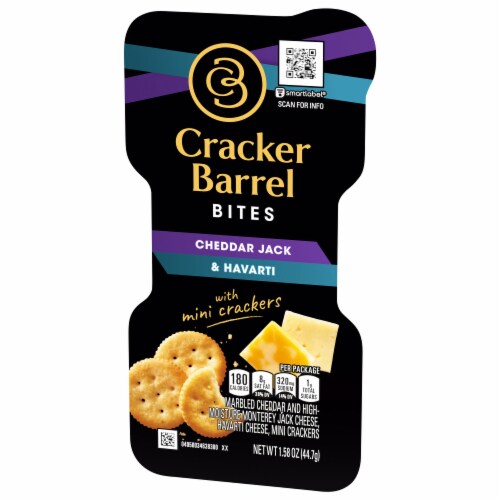 Cracker Barrel Bites Cheddar Jack Cheese, Havarti Cheese, & Butter Crackers Snack Kit Perspective: left