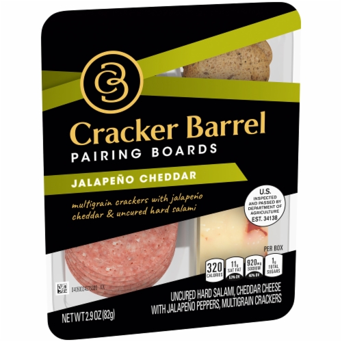 Cracker Barrel Pairing Boards Jalapeno Cheddar and Uncured Hard Salami Perspective: left