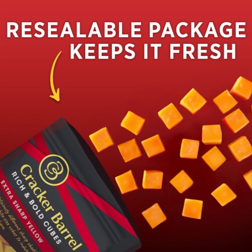 Cracker Barrel Rich & Bold Extra Sharp Yellow Cheddar Cheese Cubes Perspective: left