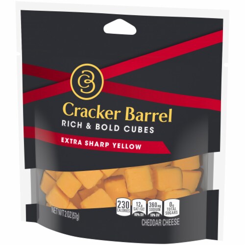 Cracker Barrel Rich & Bold Extra Sharp Yellow Cheddar Cheese Cubes Perspective: left