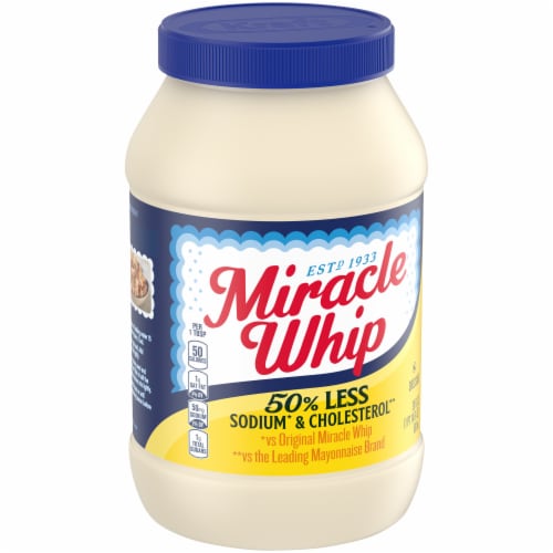 Miracle Whip 50% Less Sodium & Cholesterol Mayo like Dressing Perspective: left
